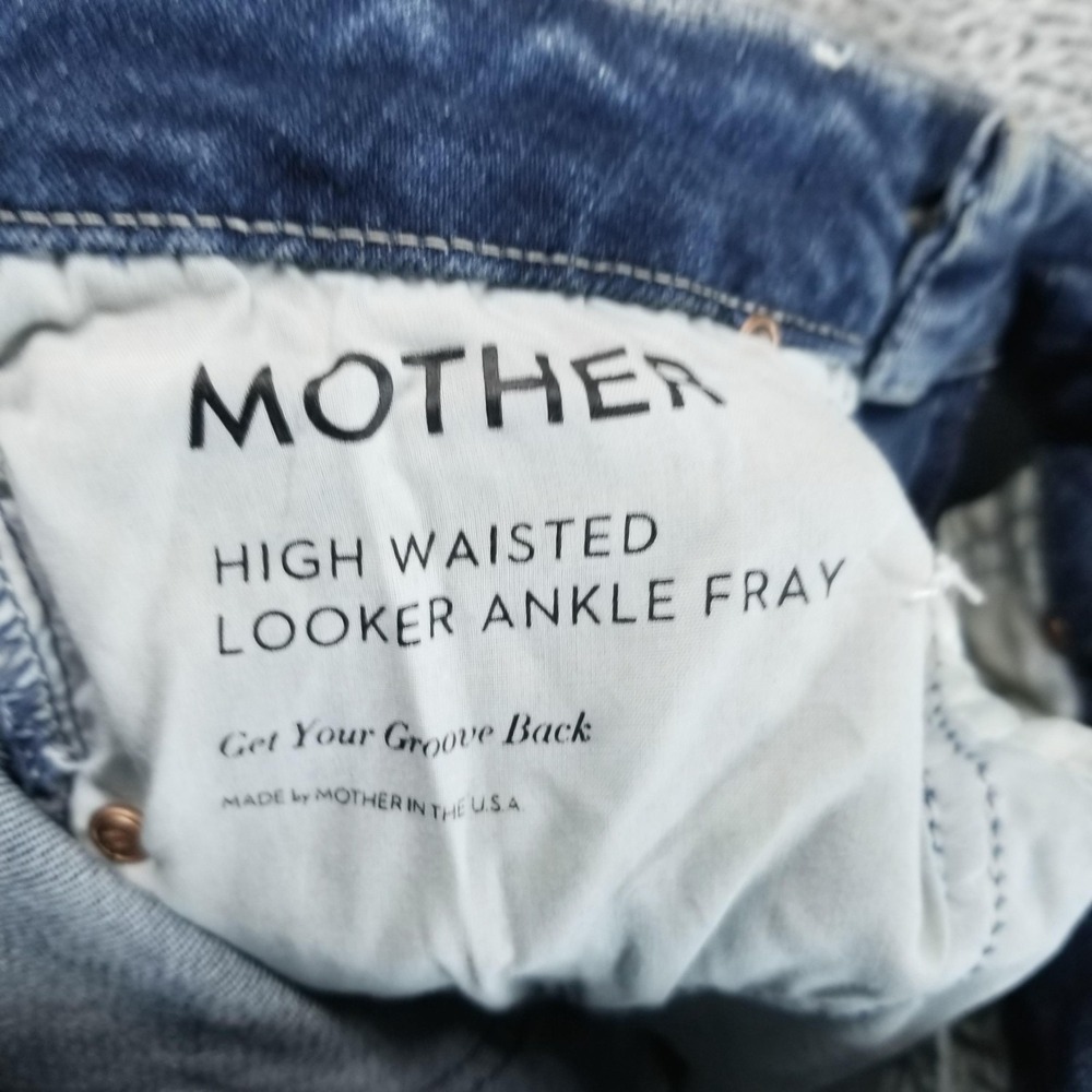 Mother Jeans Womens 24 Blue High Waisted Looker Ankle Fray Distressed Stretch - Picture 4 of 12